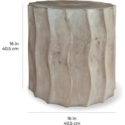 Wave Accent Table (Short) - White Outdoor End Table