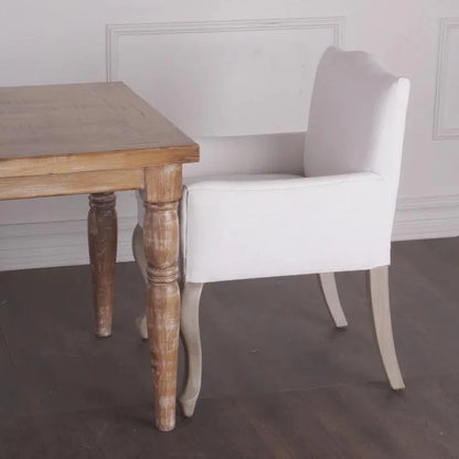 Pallais White Fabric Dining Armchair