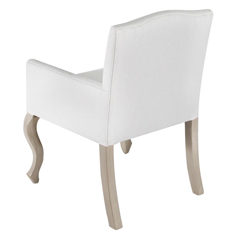 Pallais White Fabric Dining Armchair