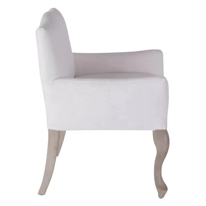 Pallais White Fabric Dining Armchair