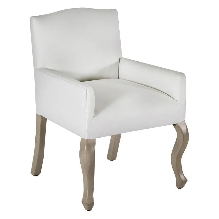 Pallais White Fabric Dining Armchair