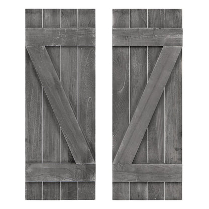 36 x 13 Inch Farmhouse Paulownia Wood Window Shutters Set of 2 for Windows
