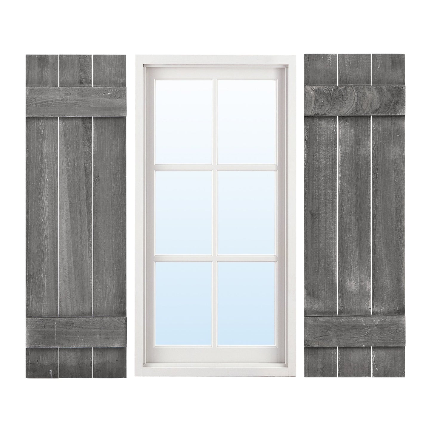 36 x 11 Inch Farmhouse Paulownia Wood Window Shutters Set of 2 for Windows