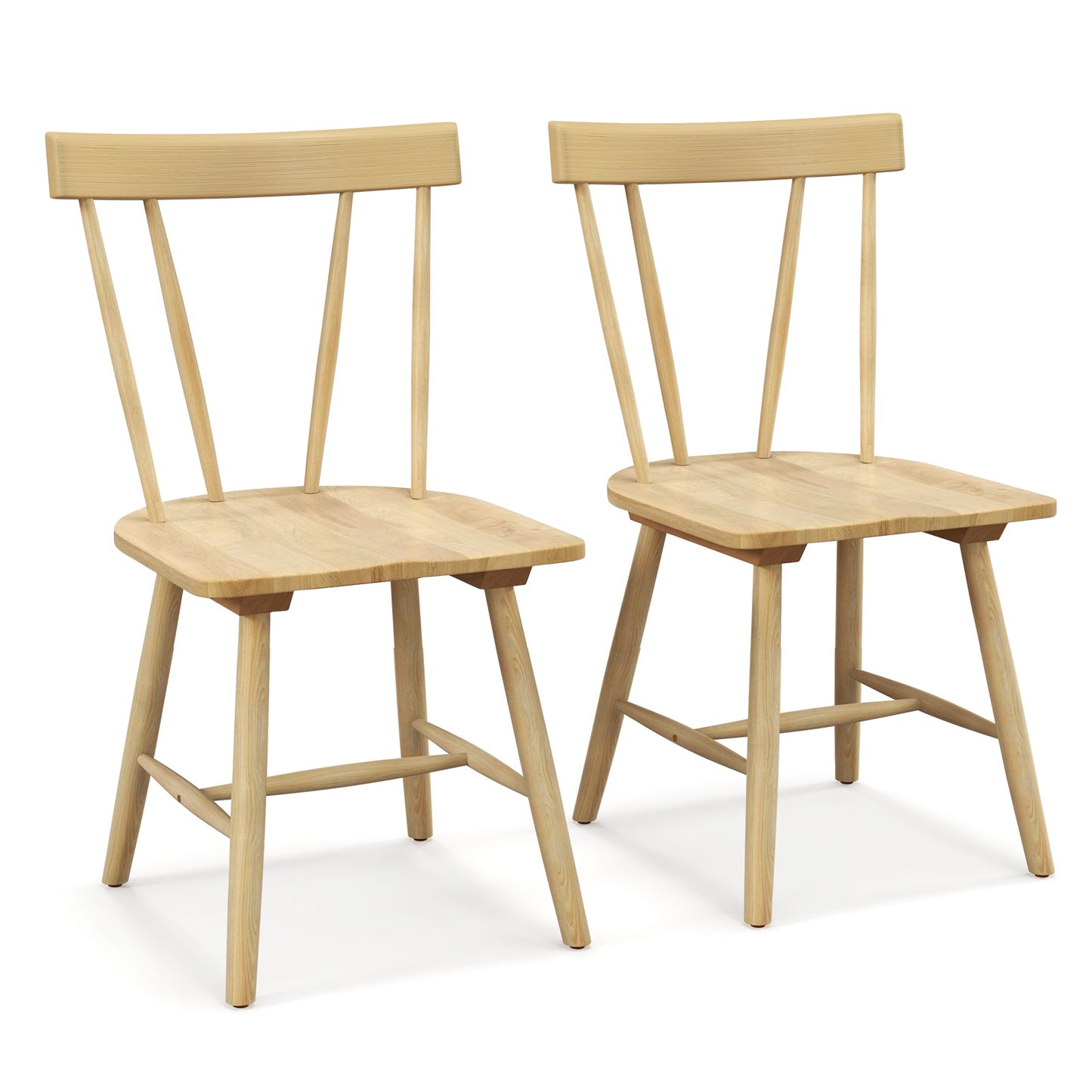 Windsor Style Armless Chairs with Solid Rubber Wood Frame