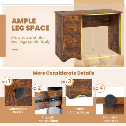Wooden Computer Desk Workstation with 3 Drawers for Home and Office