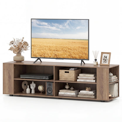 59 Inch Console Storage Entertainment Media Wood TV Stand-Walnut