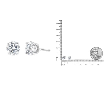 IGI Certified 14K White Gold 1 1/2 Cttw Round Diamond Solitaire Stud Earrings with Screwbacks (G-H Color, I1-I2 Clarity)