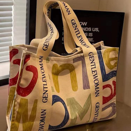 Large Capacity Canvas Women's Travel Tote Portable Shopping Bag