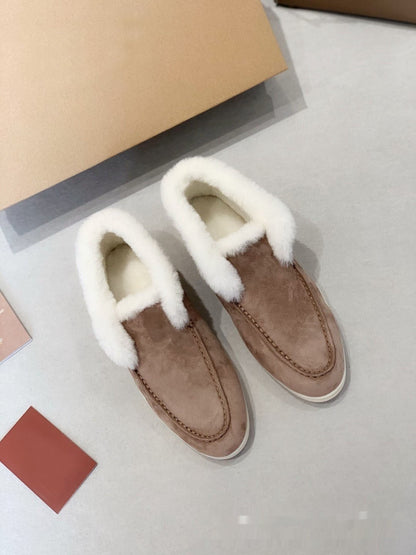 Wool Snow Leather Short Boots Fleece Lined Padded Warm Keeping
