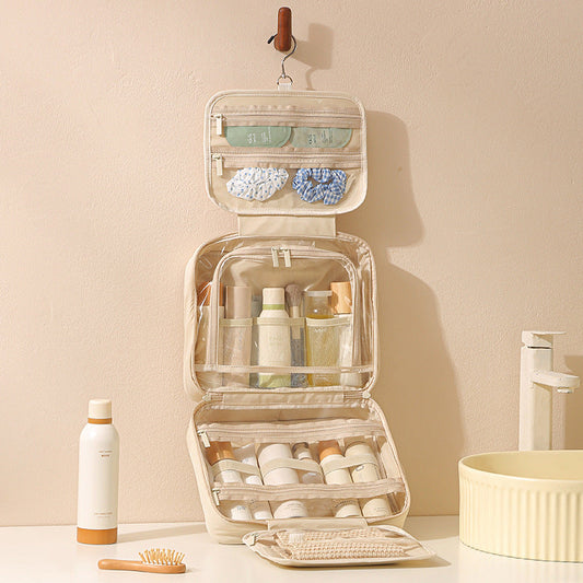 Large-Capacity Oxford Cloth Hanging Portable Toiletry And Makeup Bag For Easy Travel Combing
