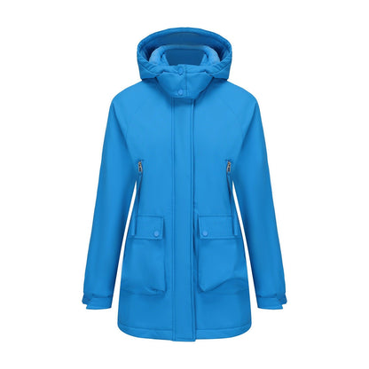 Parka Fleece Padded Coat Shell Jacket Waterproof Lady Fall Winter Coat