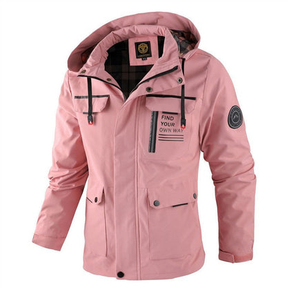 Fashion Men's Casual Windbreaker Jackets Hooded Jacket Man Waterproof Outdoor Soft Shell Winter Coat Clothing Warm Thick Tops