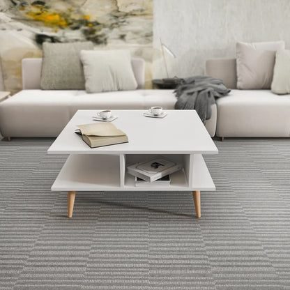 Akya 35 inch Wide Square Coffee Table with Open Shelf Storage