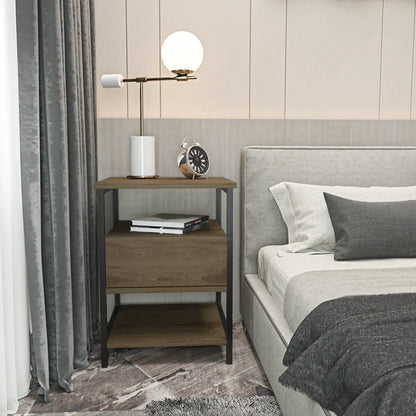 Alba Nightstand Side Table with Metal Frame