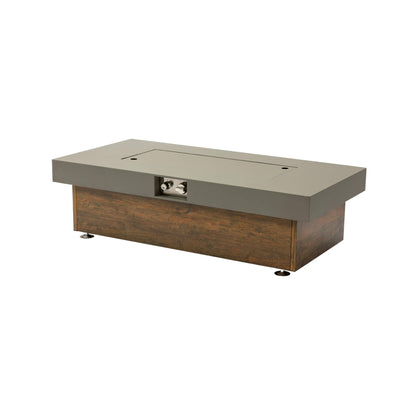 Alora Luxury 48-Inch Outdoor Wood Grain Iron Fire Pit Table With Lava Rocks (SAK37905)