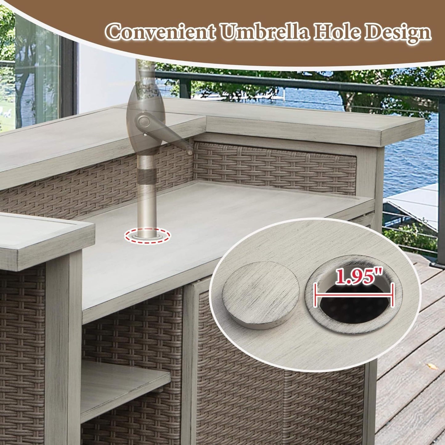 Alora Premium All-Weather Spacious Outdoor Patio Bar Table With Aluminum Frame (SAK51876)