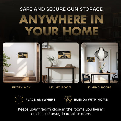 Dont Tread on Me Concealment Shelf - Quick Access Patriotic Hidden Gun Storage with Magnetic Lock - Safe & Secure Gun Concealment Furniture (Distressed)