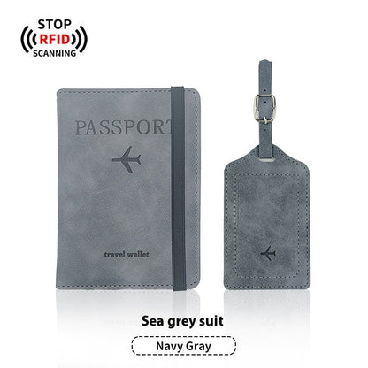 PU Leather Anti-magnetic Passport Holder Luggage Tag Suit