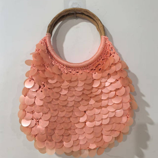 New High-End Handmade Natural Sequin Handbag For Women