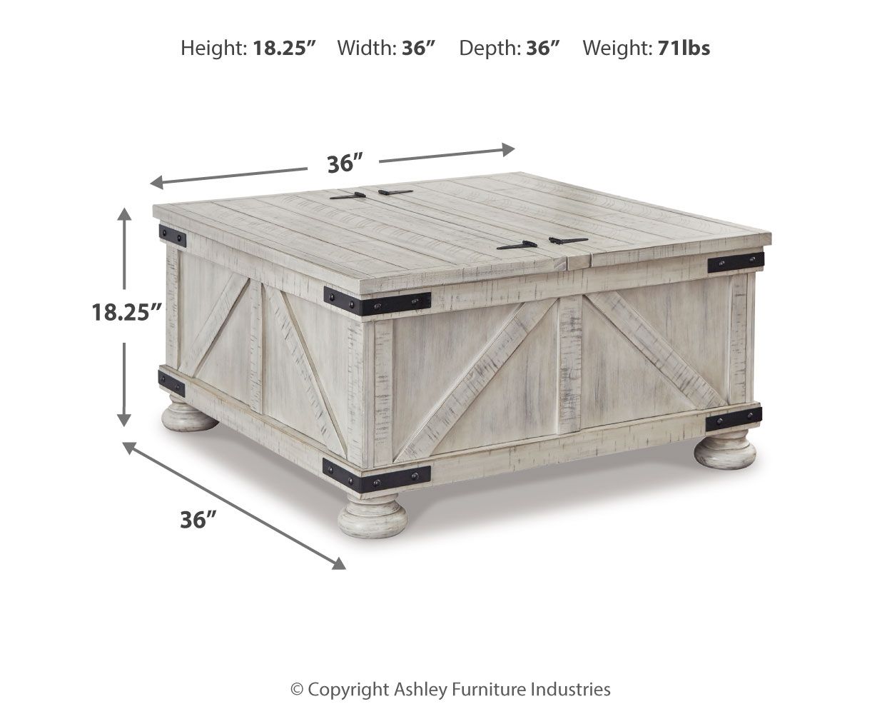Carynhurst - Cocktail Table with Storage - Whitewash