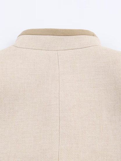 Design Padded Shoulder Rope Knot Button Jacket Coat