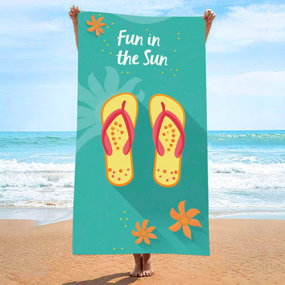 Moisture Absorption Quick-drying And Soft Skin-friendly Double-sided Velvet Beach Towel Polyester Brocade