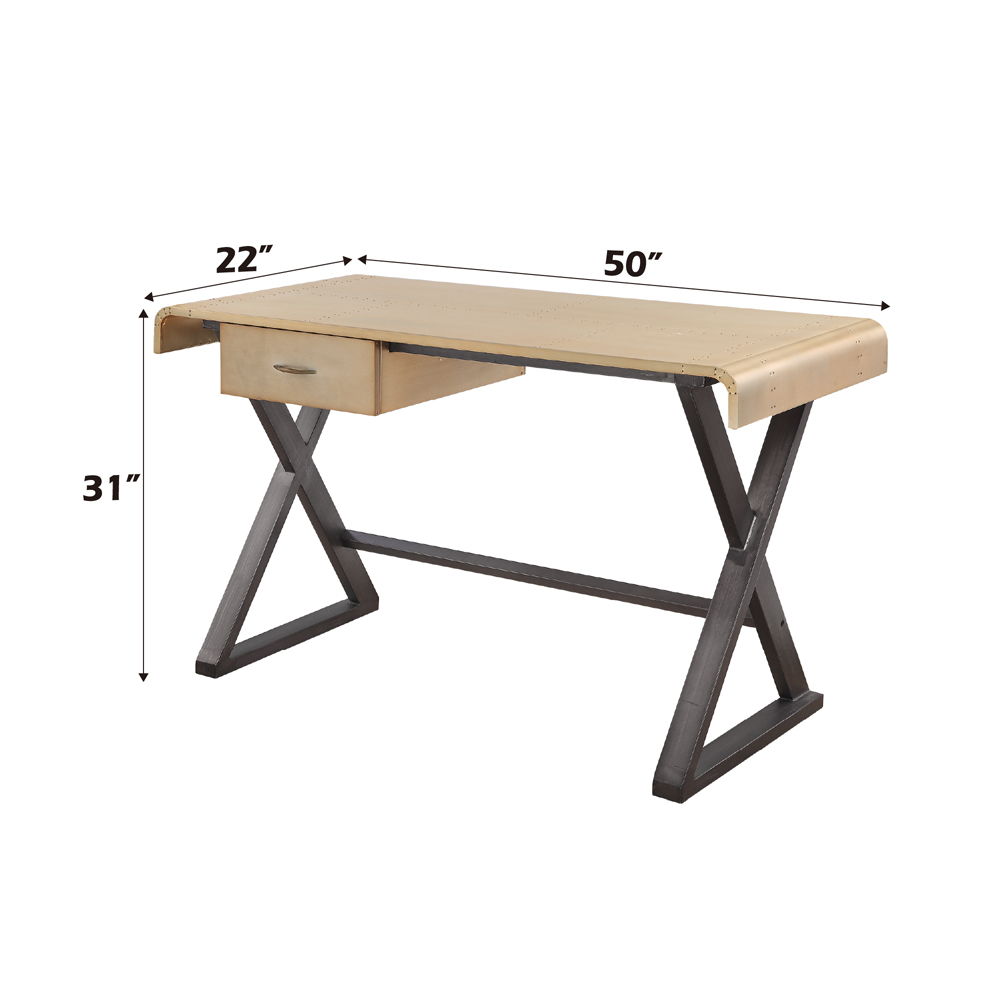 Danton - Executive Writing Desk - Gold Aluminum