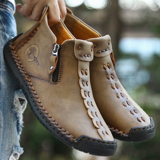 Men's Fleece-lined Cotton-padded Shoes Plus Size Zipper Dr Martens Boots Outdoor