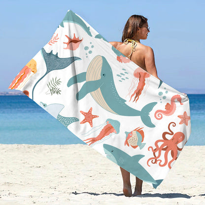 Printed Microfiber Quick-drying Beach Summer Sunscreen Shawl Double-sided Velvet Swimming Towel