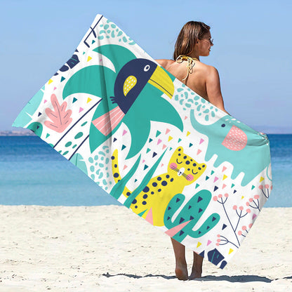 Printed Microfiber Quick-drying Beach Summer Sunscreen Shawl Double-sided Velvet Swimming Towel