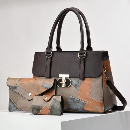 Fashionable New Contrast-color Patchwork Mother-and-child Bag