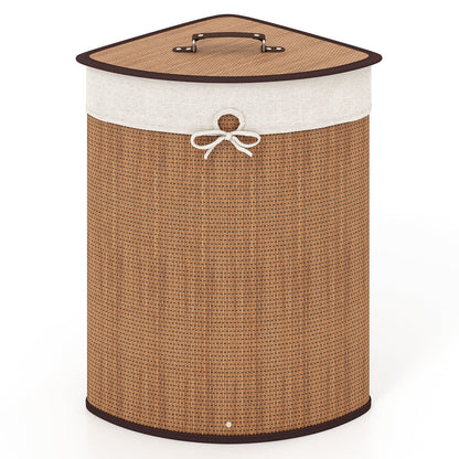 Corner Bamboo Hamper Laundry Basket