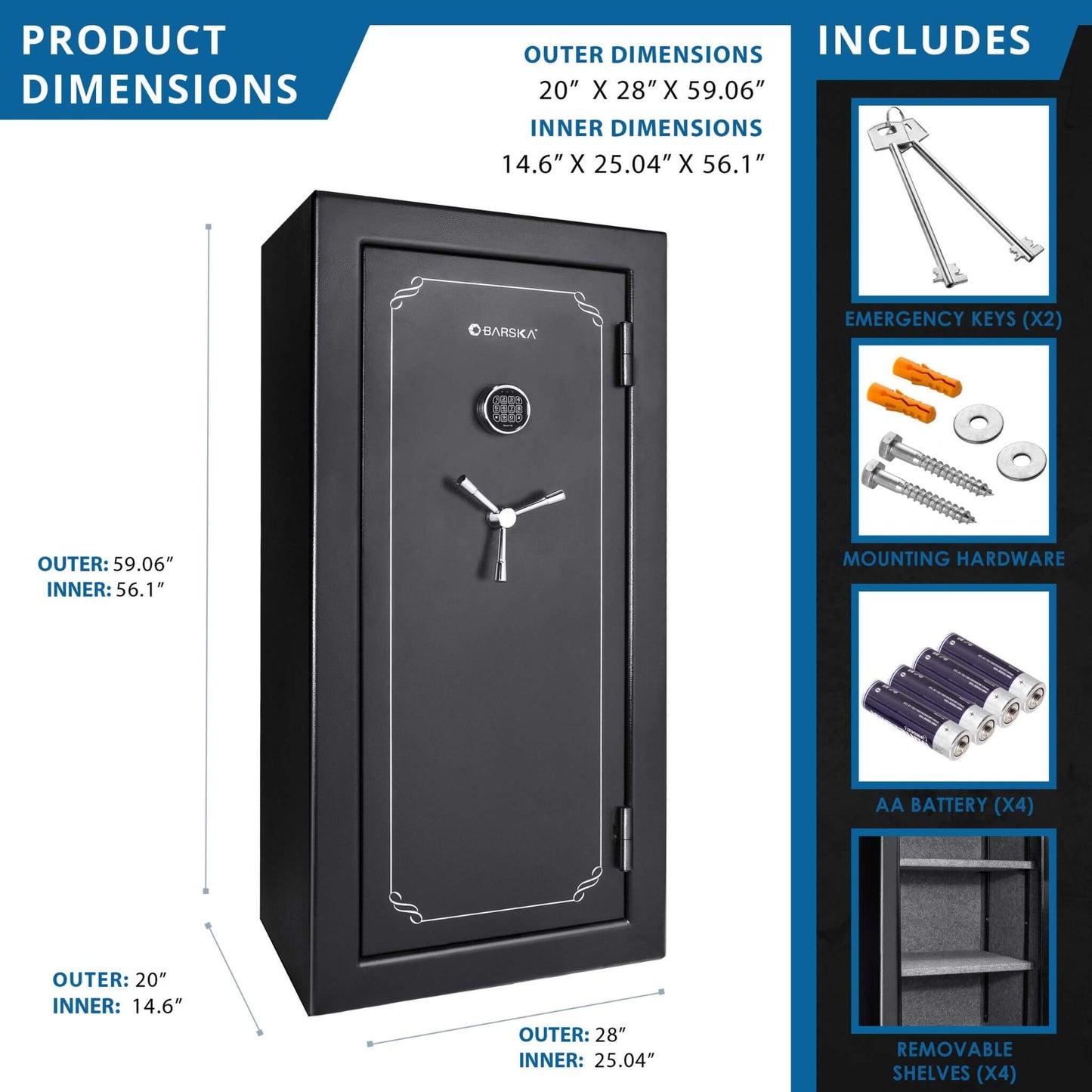 Barska 1.87 CF Heavy-Duty Extra-Large Industrial Steel Fireproof Safe Vault With Digital Keypad (SAK63810)