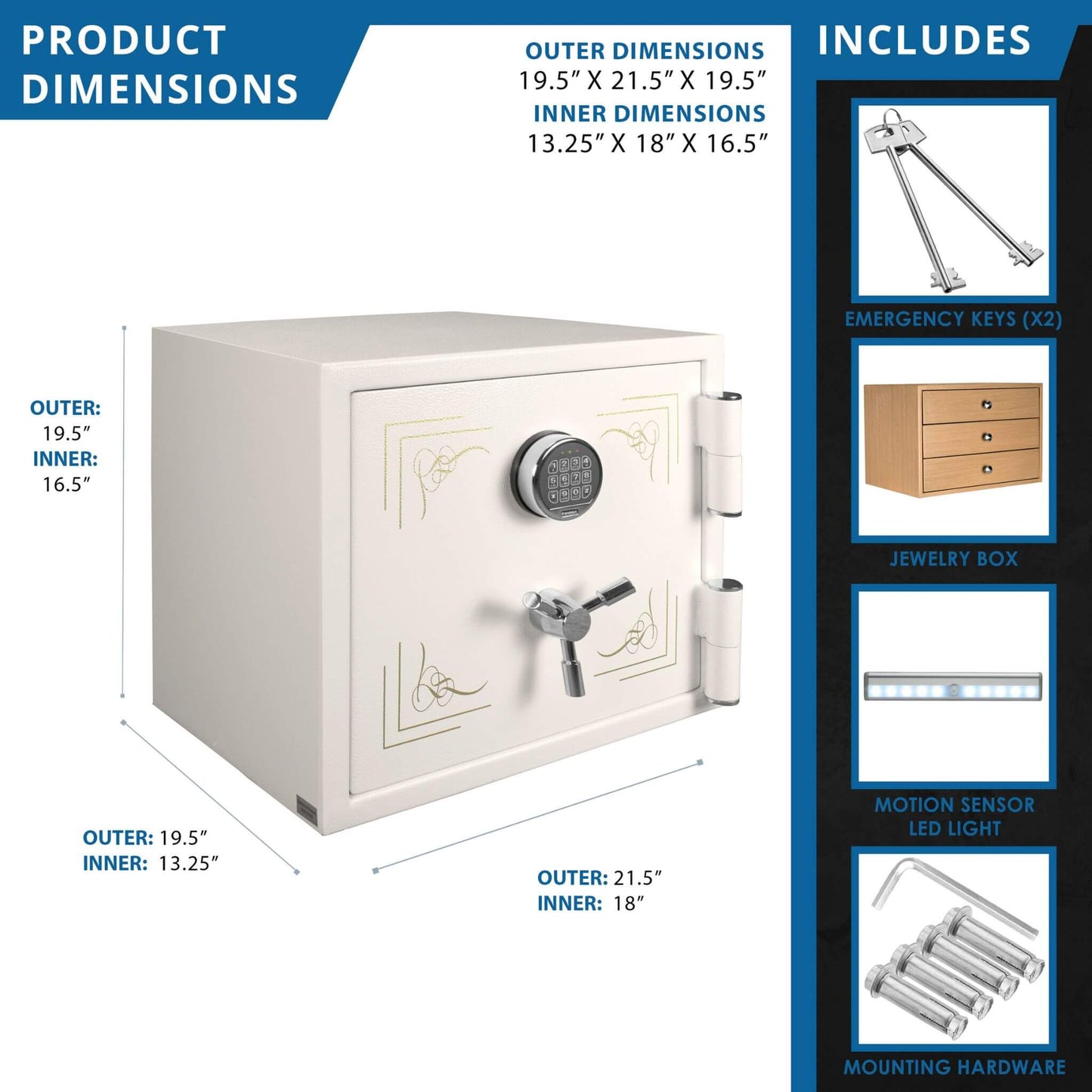 Barska 1.91 CF White Fireproof Jewelry Safe With Digital Keypad Lock (SAK42861)