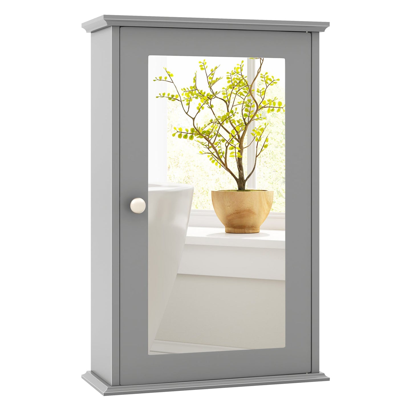 Bathroom Wall Cabinet with Single Mirror Door