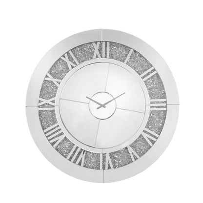Noralie - 39" Wall Clock - Mirrored & Faux Diamonds