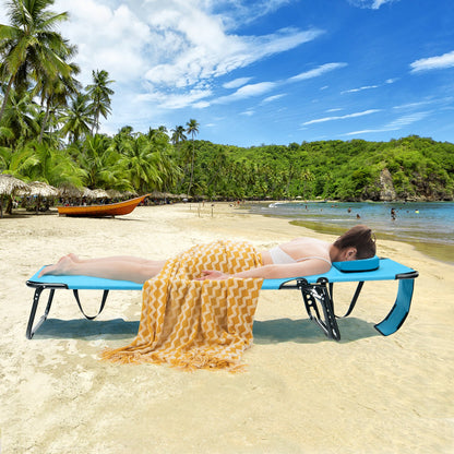 Beach Chaise Lounge Chair with Face Hole and Removable Pillow