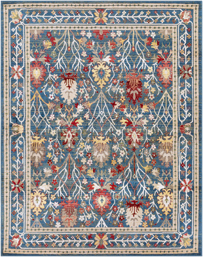 Neola Navy Blue Damask Area Rug