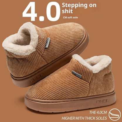 Ankle Wrap Cotton Slippers Women's Indoor Plush Thermal Non-slip Cotton-padded Shoes