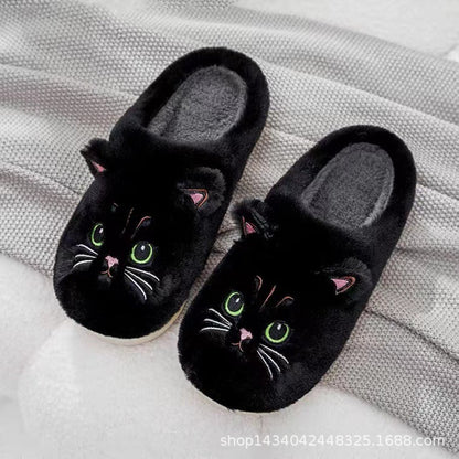 Autumn And Winter Cotton Slippers Men And Women Couple Kitty Cartoon