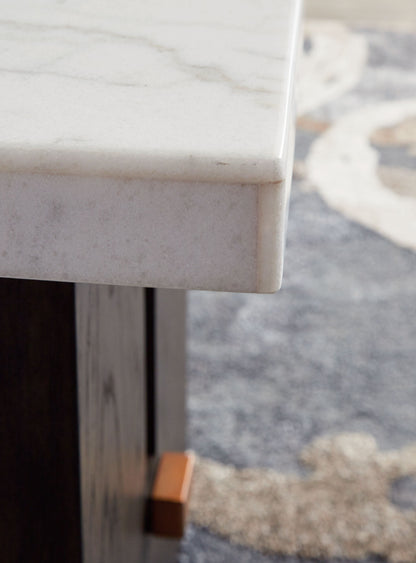 Burkhaus - Rectangular End Table - White / Dark Brown