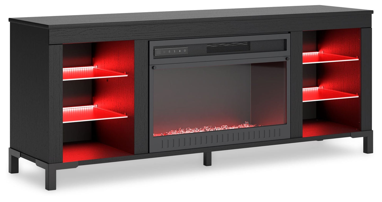 Cayberry - TV Stand With Fireplace - Black