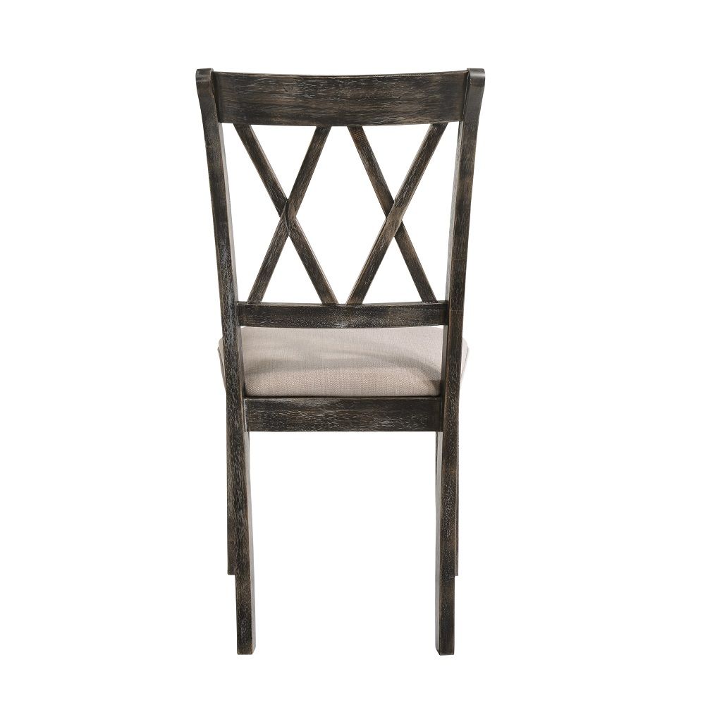 Claudia II - Side Chair (Set of 2) - Beige Fabric & Weathered Gray