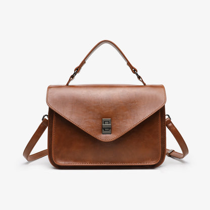 Oil-waxed Leather Vintage New Style Minimalist Fashionable Elegant Womens