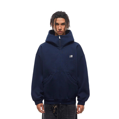 Heavyweight High-neck Air-layer Hooded Sweatshirt