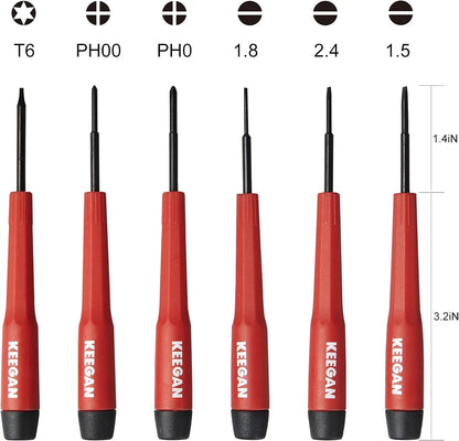 6 Piece Precision Screwdriver Tool Set Eyeglass Repair Computer Kit Magnetic Bit
