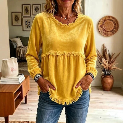 Fashionable Loose-Fit Lace-Patchwork Womens Top