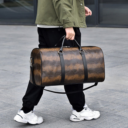 Men's Fashion Personalized Outdoor Sports Crocodile Pattern Travel Bag