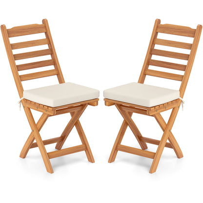 Patio Folding Chairs Set of 2 with Soft Seat Cushion