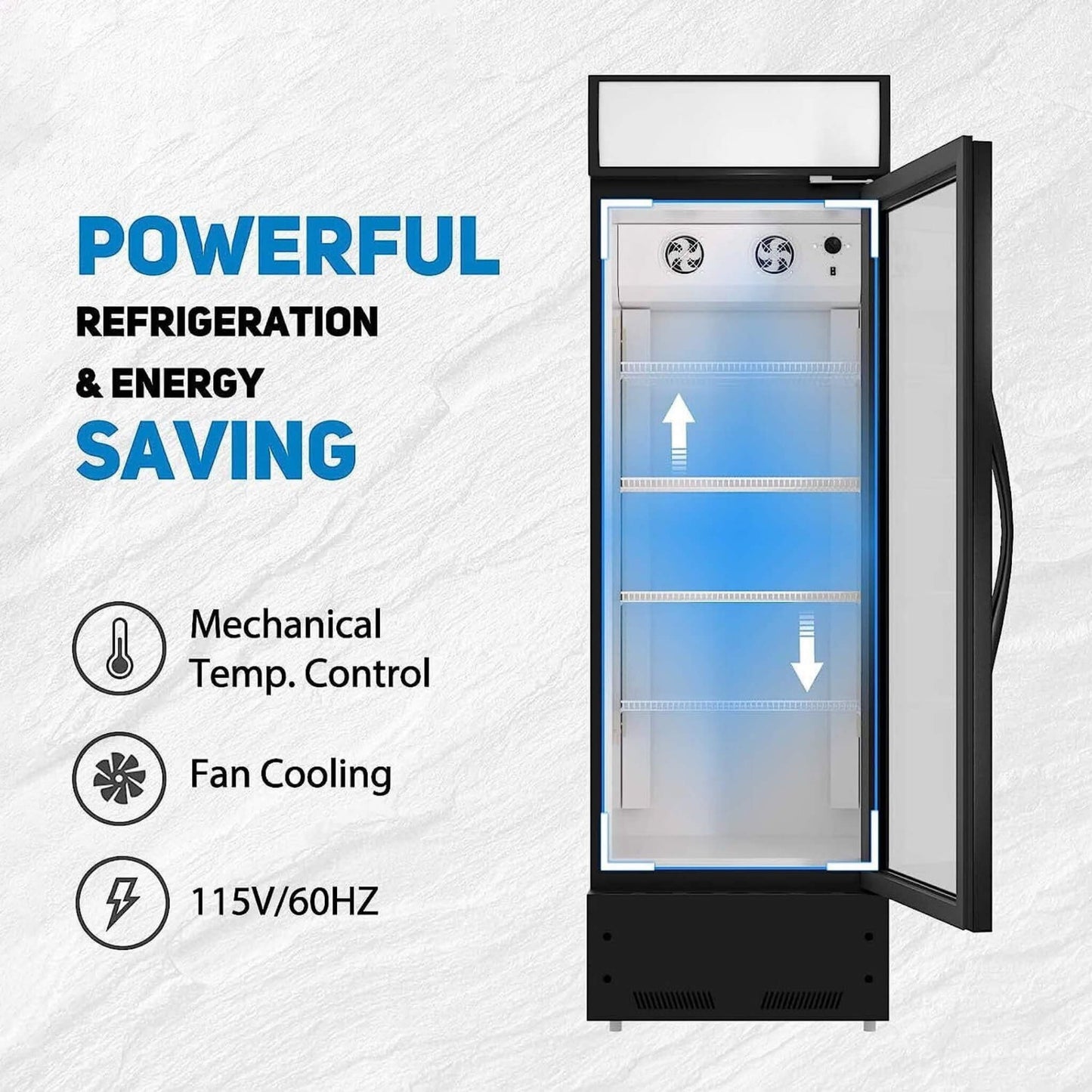 Heavy Duty Industrial Glass Door Beverage Merchandiser Refrigerator Cooler, 11 Cu.Ft (SAK04571)